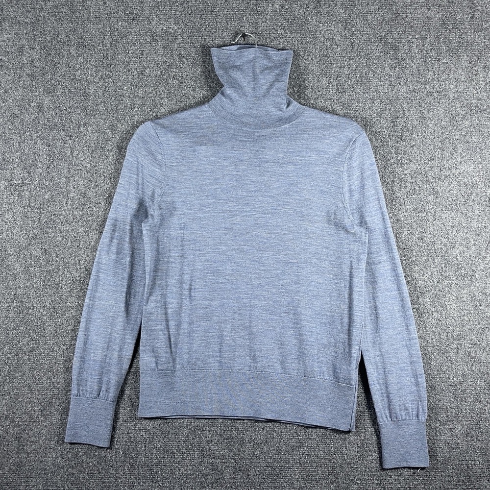 COS Casual Turtleneck 100% Wool Sweater Light Blue Mens Size Small #2362